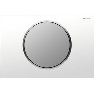 Клавіша Geberit Sigma 10 арт. 115.758.KL.5, одинарний змив, рамка-біла/кнопка-матовий хром/кільце-матовий хром, 246*164 мм