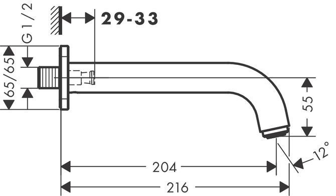 Вилив на ванну Hansgrohe Vernis Shape виступ 204 мм, Matt Black (71460670)