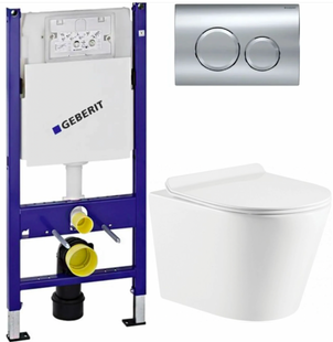 Инсталляция Geberit 111.153.00.1 + безободковый унитаз Koller Pool Tornado 3.0 , Белый