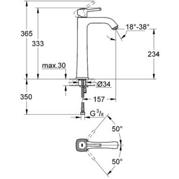 Смеситель Grohe Grandera 23313 однорычажный для раковины, свободностоящий, Хром