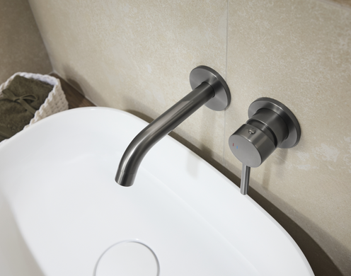 Смеситель для раковины скрытый KFA Armatura MOZA Gun Metal Grey 5039-810-61, графит