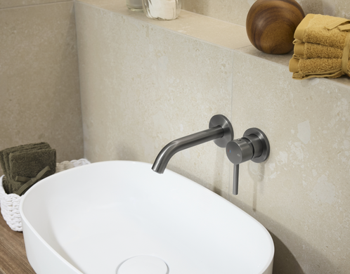Смеситель для раковины скрытый KFA Armatura MOZA Gun Metal Grey 5039-810-61, графит