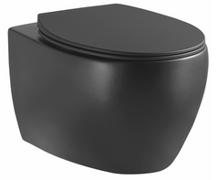Унитаз подвесной безободковый Devit Acqua с сиденьем Soft Close, чёрный матовый 3020155B, Черный