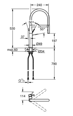 Смеситель для кухни Grohe Essence однорычажный, черный матовый (30503KF0)