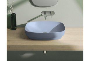 GREEN LUX Умивальник настільний або напіввбудований без відп. 60х38 см, блакитний матовий, Блакитний