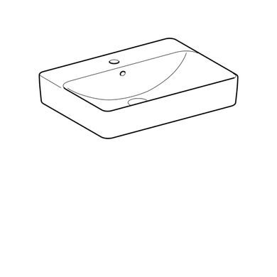 500.780.01.2 Geberit VariForm Умывальник 60х45см, прямоугольный, встраиваемый на столешницу, с полочкой для отверстия под смеситель, с переливом, белый