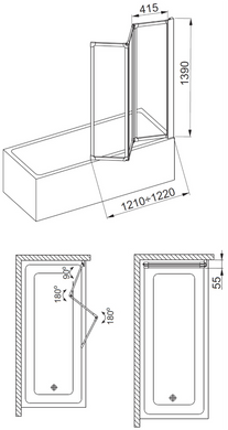 Штора для ванни 120x140 універсальна біла Aquaform STANDARD полістирол (170-04010P)