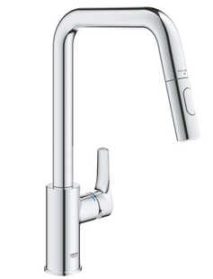 Змішувач для кухні Grohe EuroSmart одноважільний, висувний, 2 - струмені, хром (30619000), Хром
