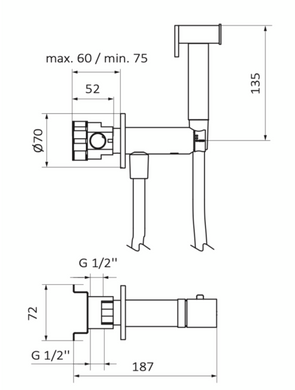 Гигиенический душ с прогрессивным картриджем, GRB Intimixer 08229193 Stainless Steel PVD, Нержавеющая сталь