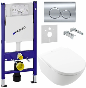 Комплект Geberit Duofix + унітаз Subway 3.0 White Alpin 4670TS01 з кришкою