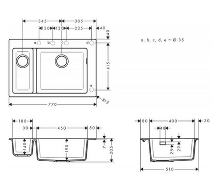 Кухонная мойка Hansgrohe S51 S510-F635 серый бетон (43315380)