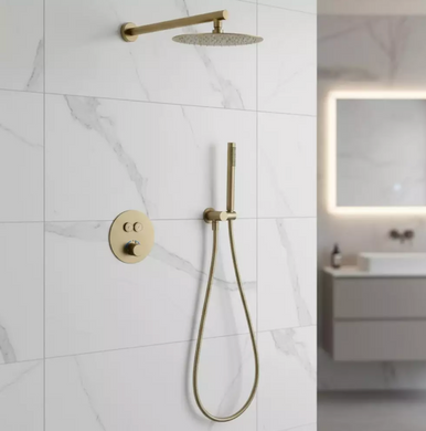 Душевая система скрытого монтажа Devit Flow D117124011111BG с термостатом, brushed gold, Золото