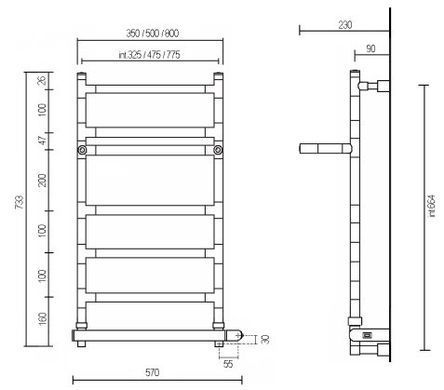 Полотенцесушитель электрический Margaroli Sereno (Серено) 587-9 BOX, арт. 5879, Хром