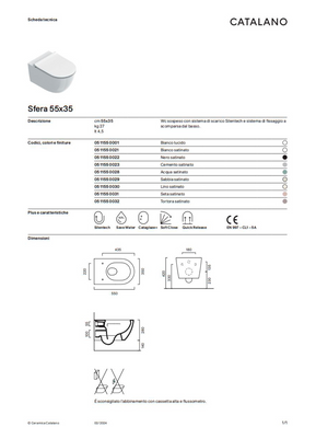 Подвесной унитаз Catalano Sfera 55 WC NewFlush + сиденье микролифт, lino sainato, желтый