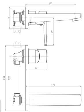 Змішувач для умивальника прихованого монтажу, 35 мм, VOLLE SOLAR 1530.010301, хром, Хром