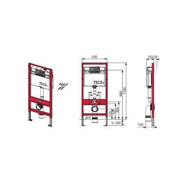 Інсталяція для підвісного унітазу TECE 9400401 + кнопка loop 2.0 (9240922) Хром мат