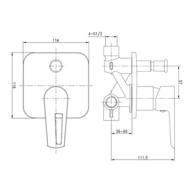 BRECLAV змішувач прихованого монтажу для ванни, хром/білий, 35 мм