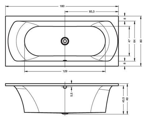 Ванна акриловая Riho Lima 180 BB 46 180*80 см