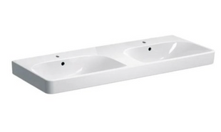 Раковина подвесная двойная 120x48 см Geberit Smyle Square, белый (500.223.01.1), Белый