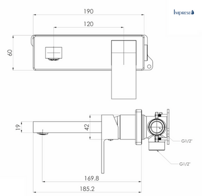 Черный смеситель для умывальника монтаж в стену Imprese Karlov f03507610AC, Черный