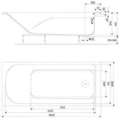 COMFORT PLUS ванна 180*80см, прямоугольная