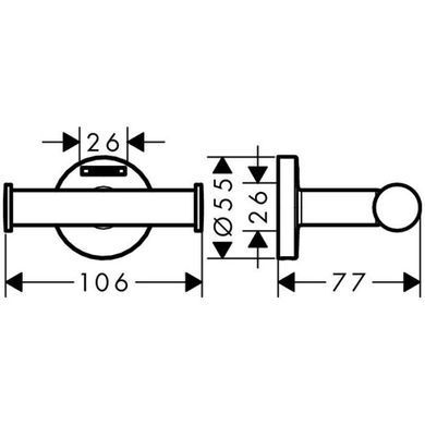 Крючок двойной, Hansgrohe Logis Universal, 7.7х10.6, хром (41725000)