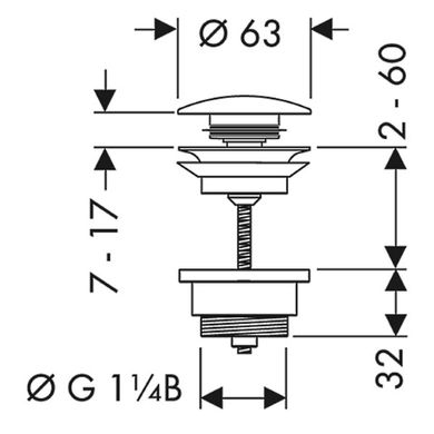 Донний клапан для умивальників Hansgrohe з переливом push-open, бронза матова (50100140)