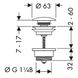 Донний клапан для умивальника Hansgrohe з переливом push-open, чорний матовий (50100670)